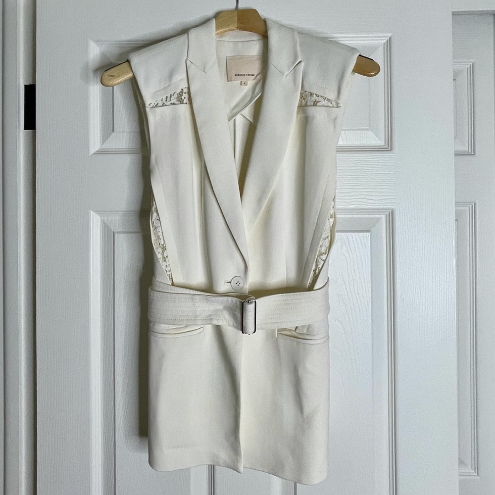 Rebecca Taylor Belted Vest - Ivory - Size 4
